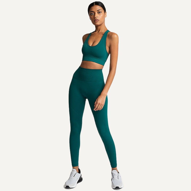 Racerback Bra and Leggings Set with Back Clasp