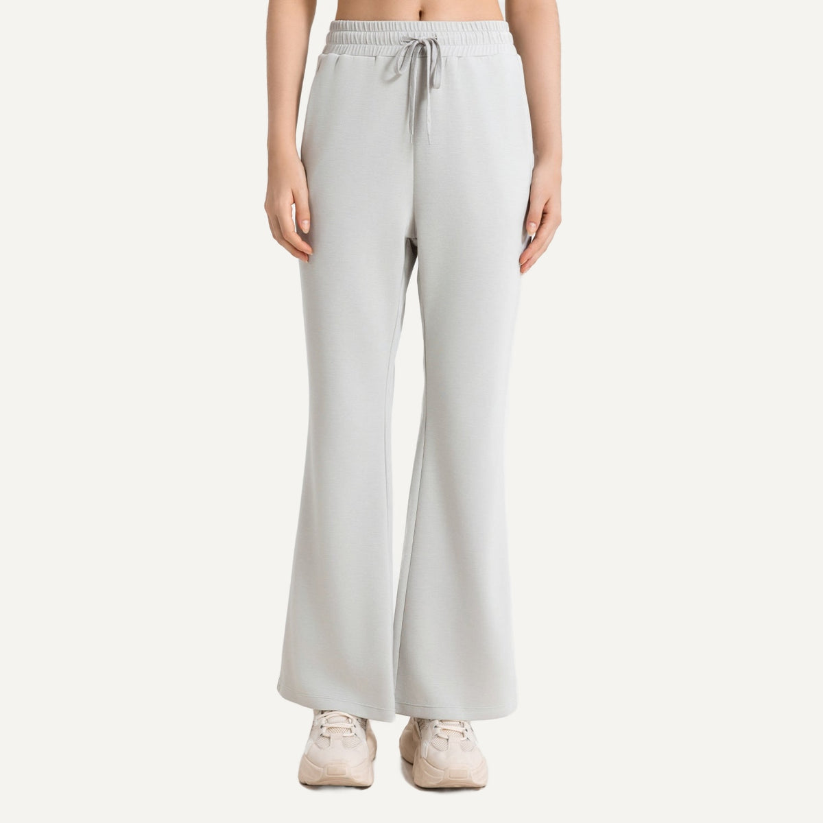Drawstring Wide-Leg Workout Pants with Pockets - Off White
