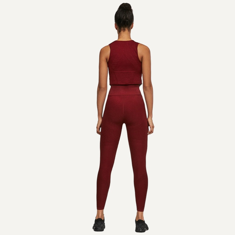 Ribbed Sleeveless Workout Top and Leggings Options - Top and Leggings