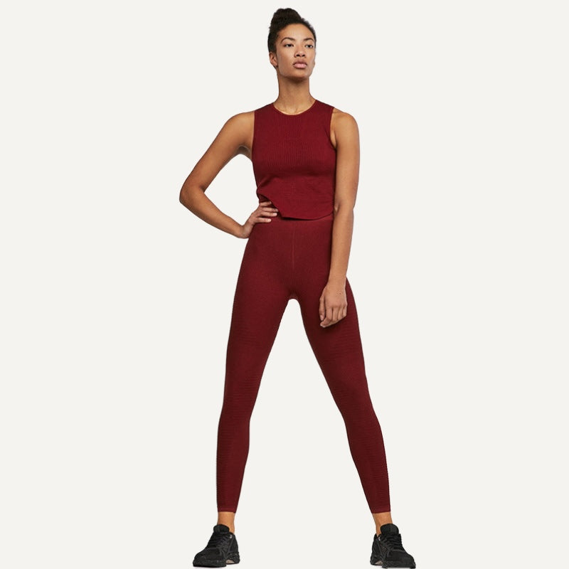Ribbed Sleeveless Workout Top and Leggings Options - Top and Leggings