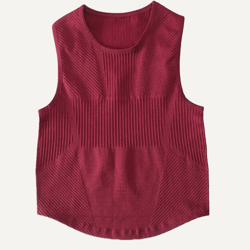 Ribbed Sleeveless Workout Top and Leggings Options - Top Only