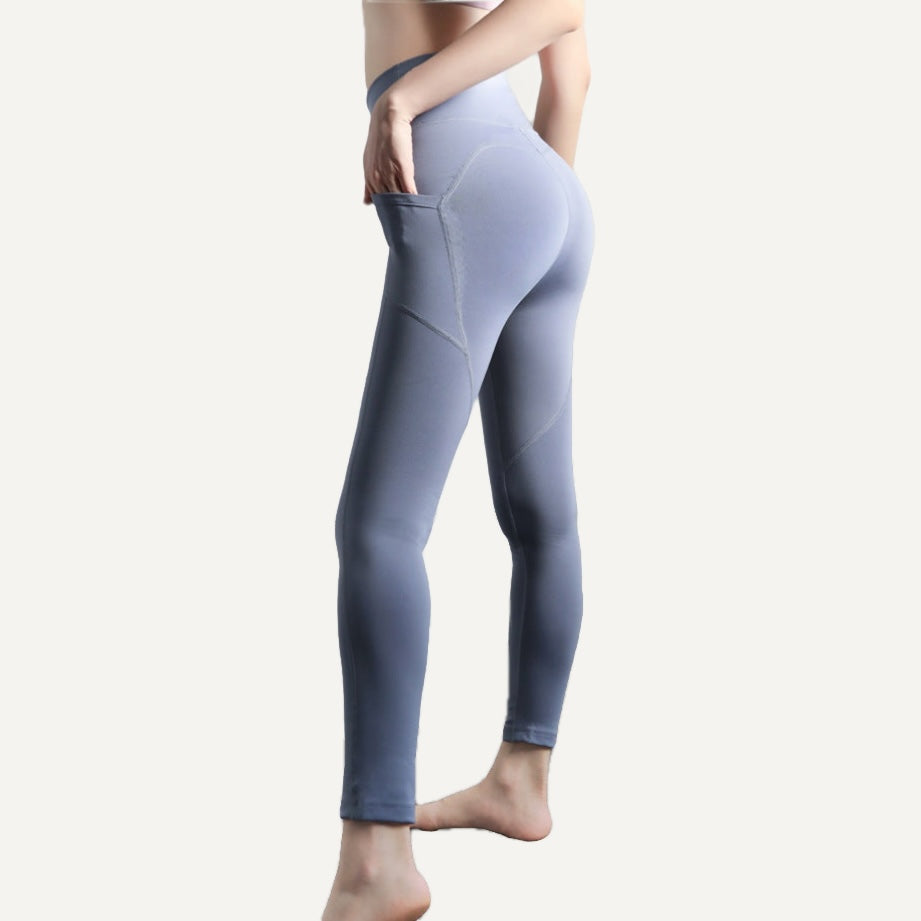High-Waisted Pocket Leggings with Curved Seams - Slate