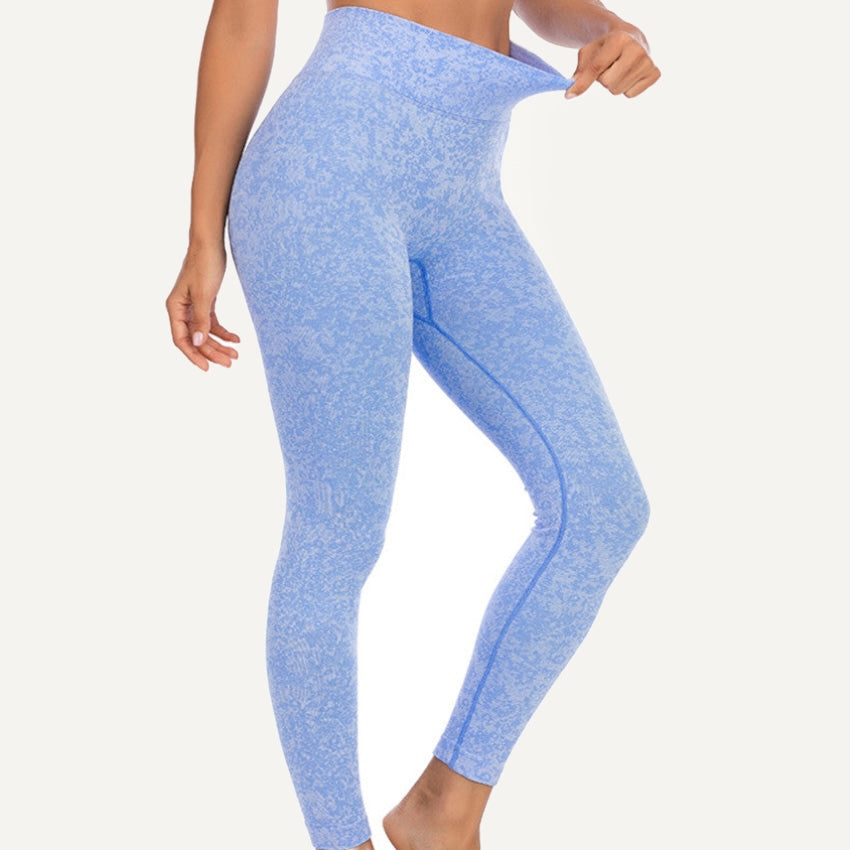 High-Waisted Heathered Leggings - Periwinkle