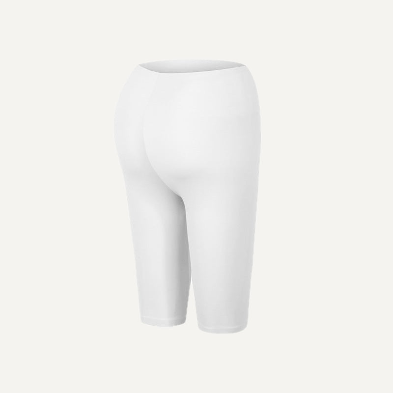 High-Waisted Fitted Bike Shorts - White