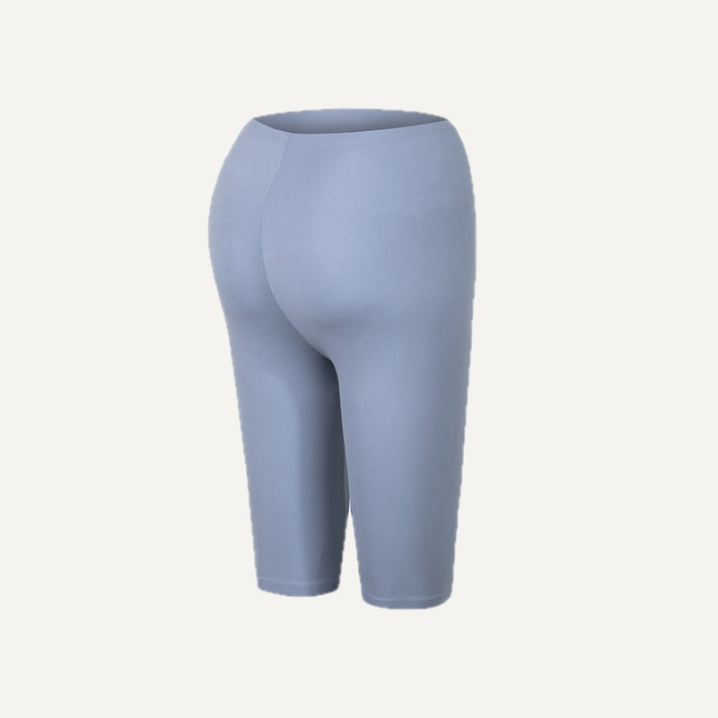 High-Waisted Fitted Bike Shorts - Blue Gray