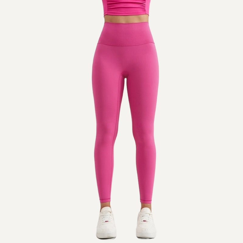 High-Waisted Fitted Nylon Leggings - Pink