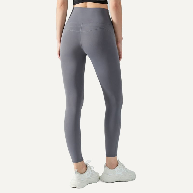 Plush-Lined Leggings with Back Pocket - Gray