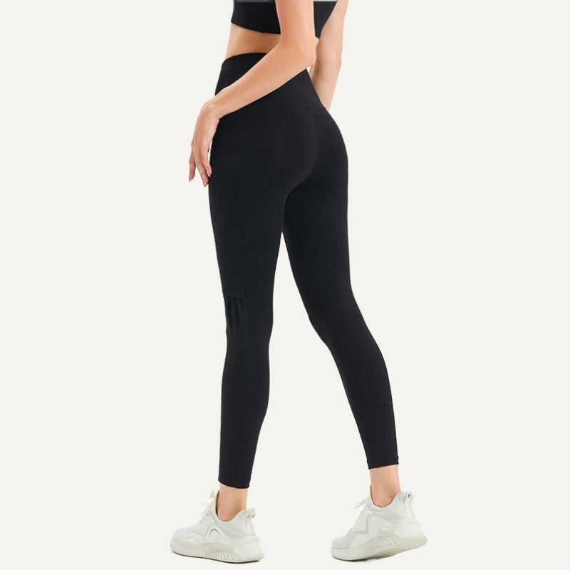 V-Waist Leggings with Side Pockets - Black