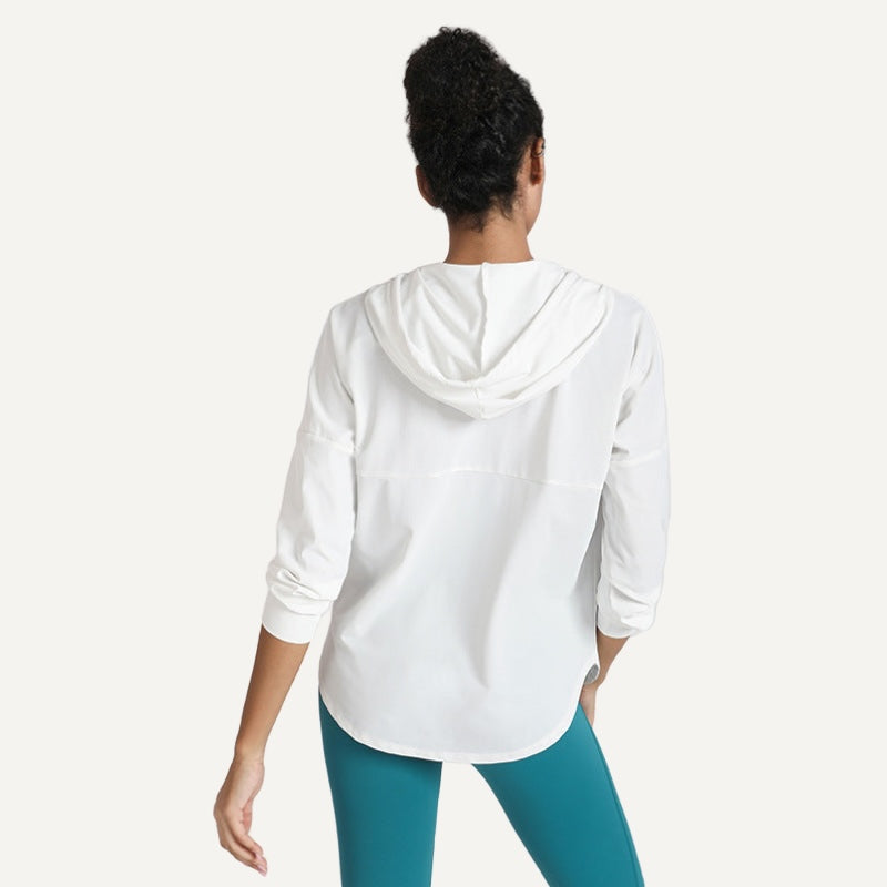 Hooded Half-Zip Pullover Jacket - White