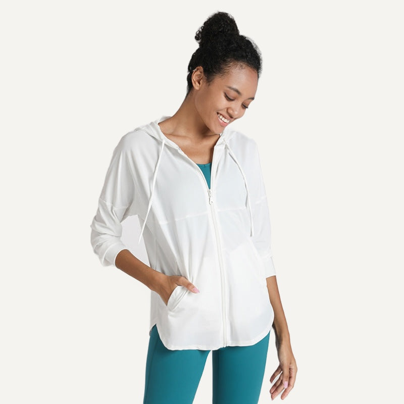 Hooded Half-Zip Pullover Jacket - White