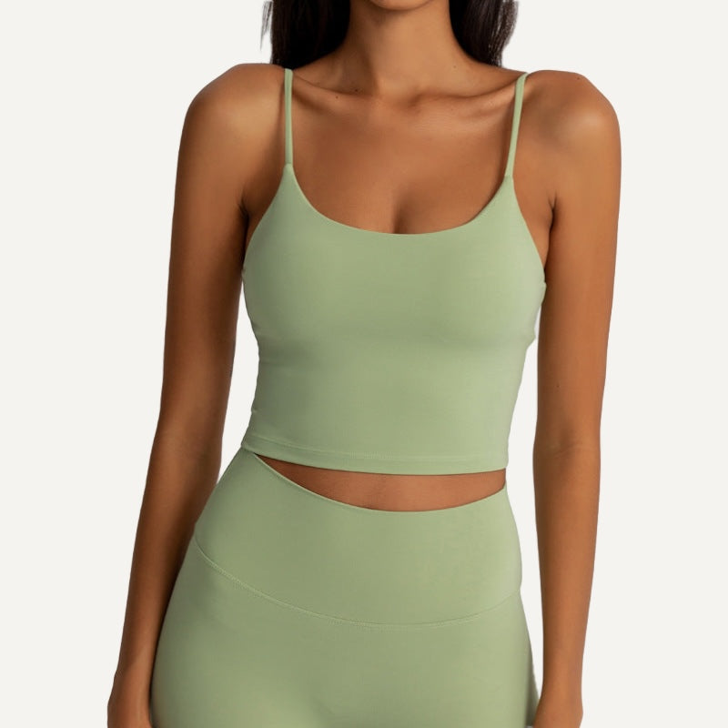 Spaghetti-Strap Workout Crop Top - Sage