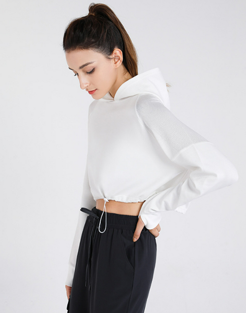 Cropped Hoodie with Drawcord Hem