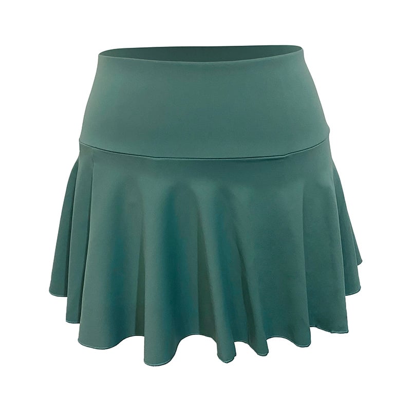 High-Waisted Tennis Skort with Flared Hem - Teal