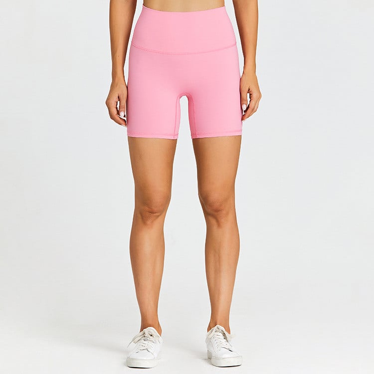 High-Waisted Fitted Biker Shorts - Light Pink