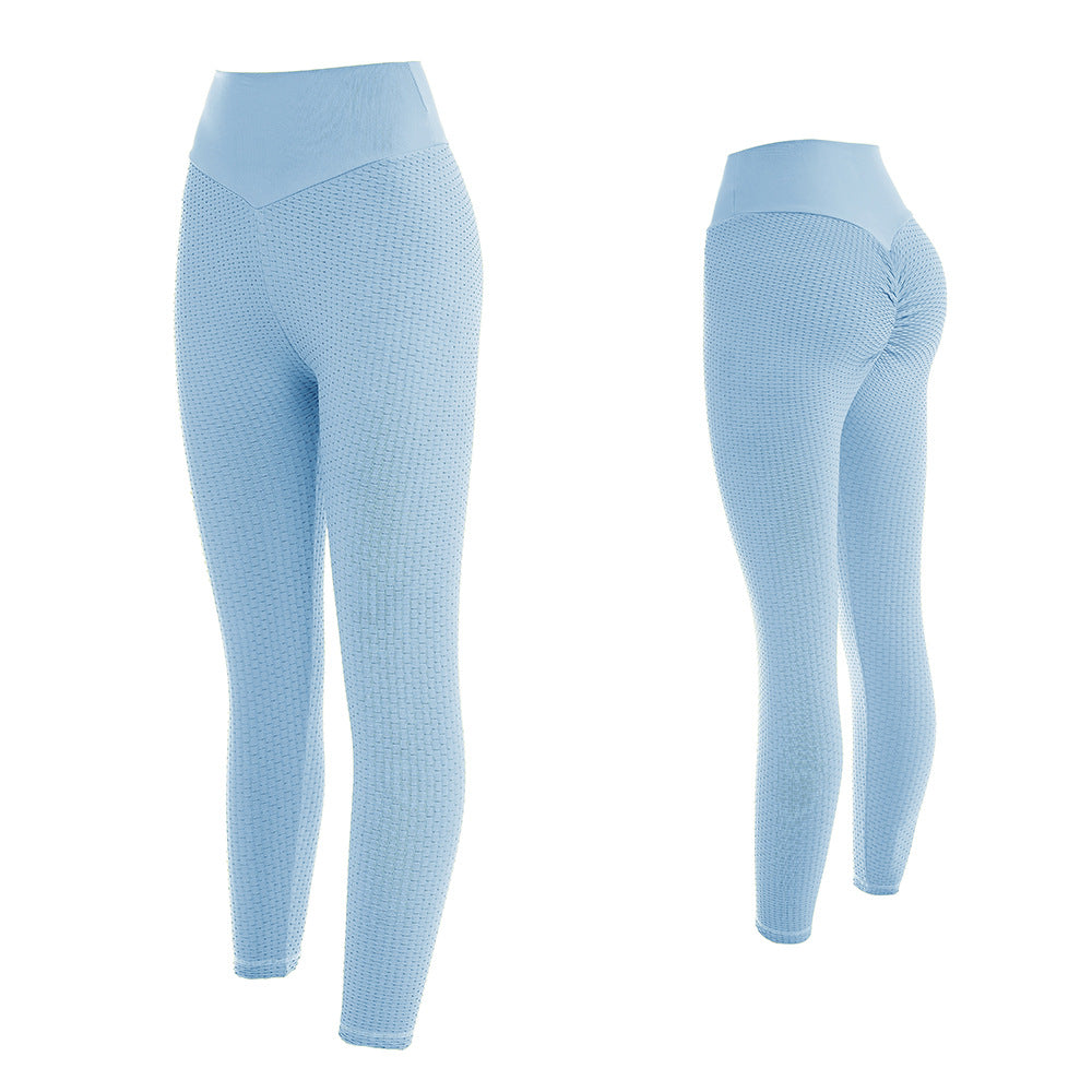 High-Waisted Textured Cropped Leggings - Light Blue