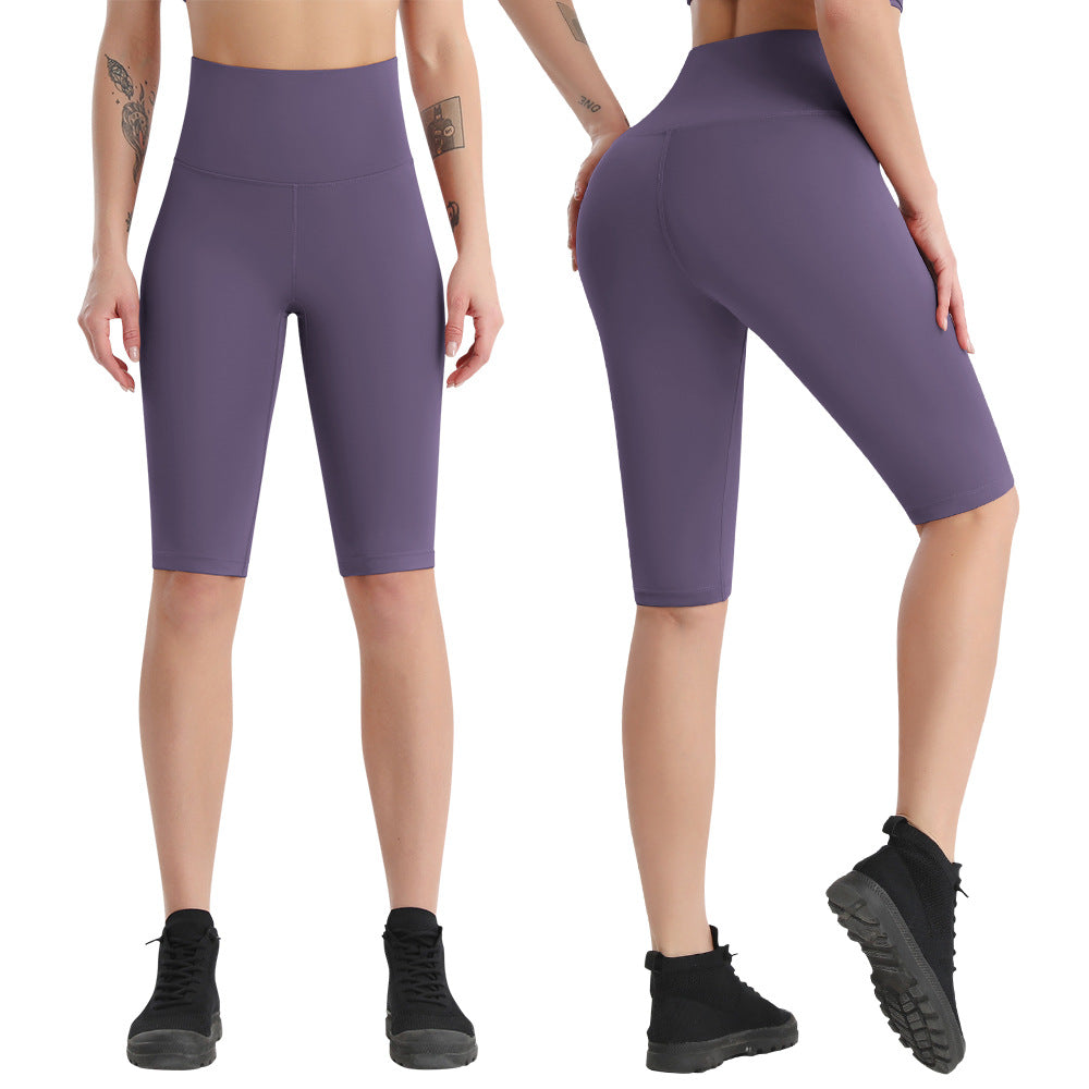 High-Waisted Longline Biker Shorts - Purple