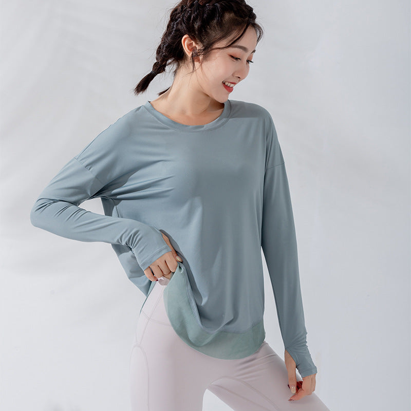 Loose Long Sleeve Top with Wide Hem - Sage
