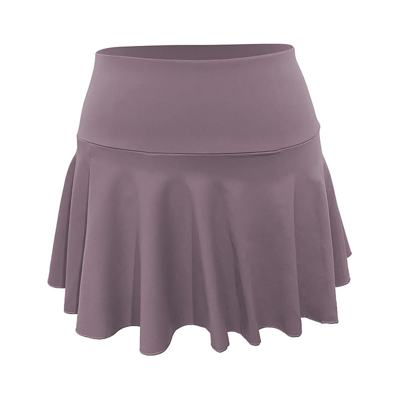 High-Waisted Tennis Skort with Flared Hem - Mauve