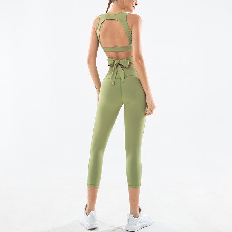 Tie-Back Crop Top and Ankle Leggings Set
