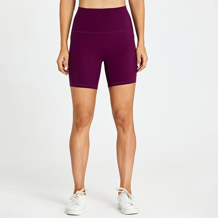 High-Waisted Fitted Biker Shorts - Plum
