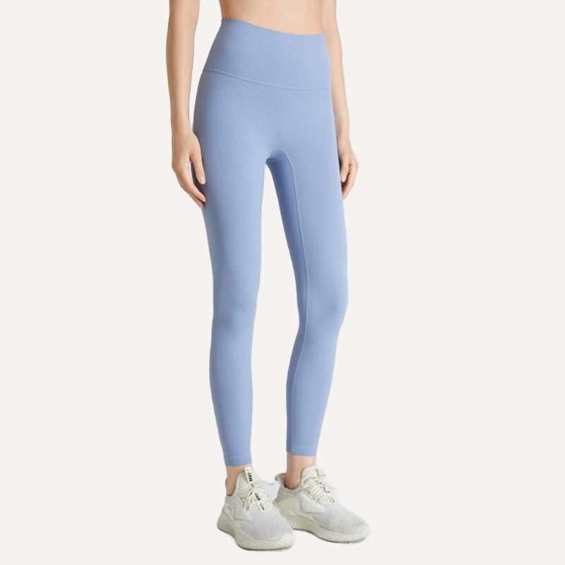 High-Waisted Leggings in Solid Colors - Dusty Blue