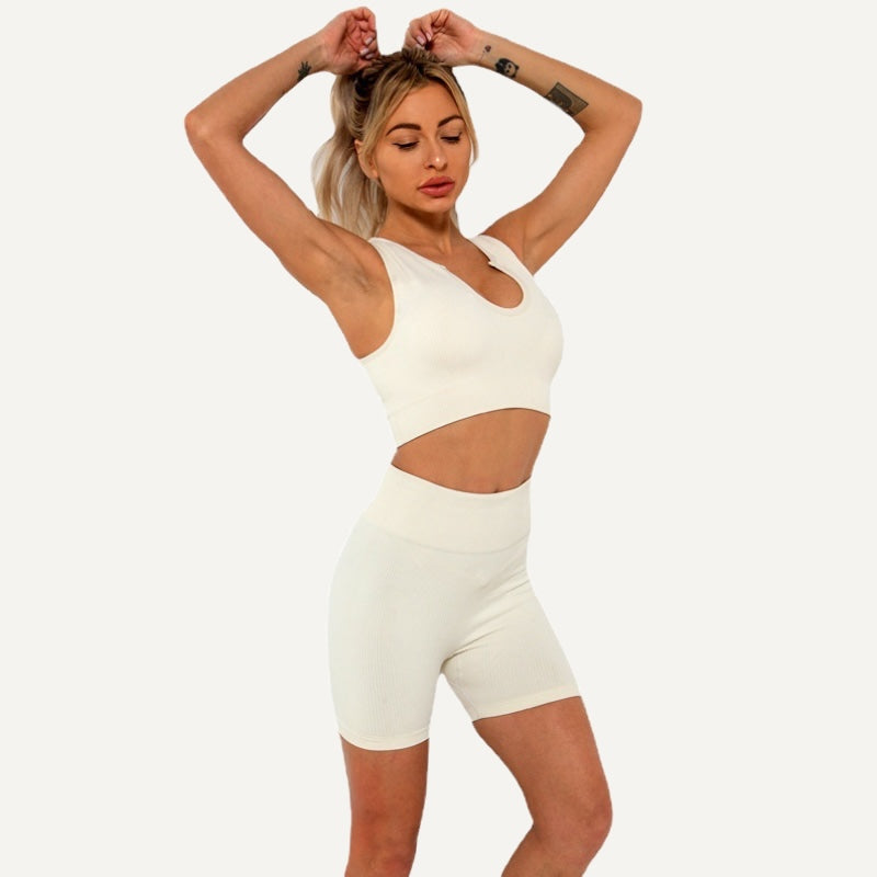 Ribbed Crop Top and Bottoms Workout Set - full look
