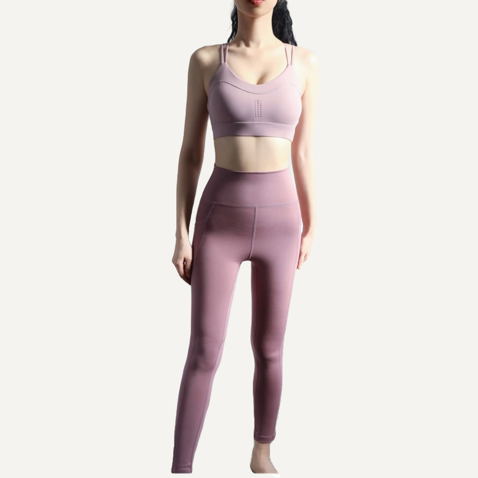High-Waisted Pocket Leggings with Curved Seams - full look