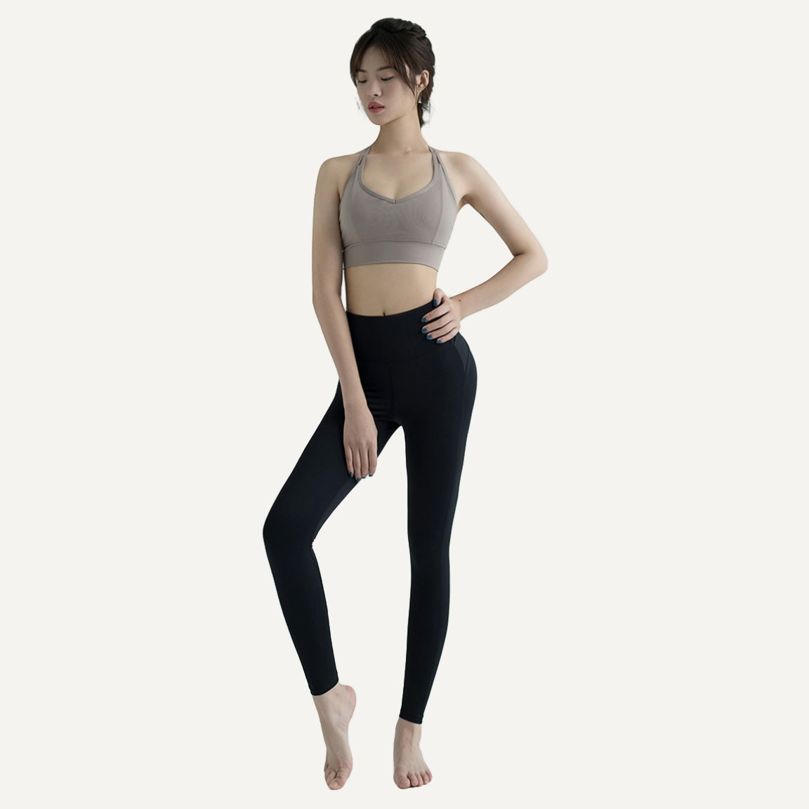 High-Waisted Leggings with Crossover Back Waistband - full look