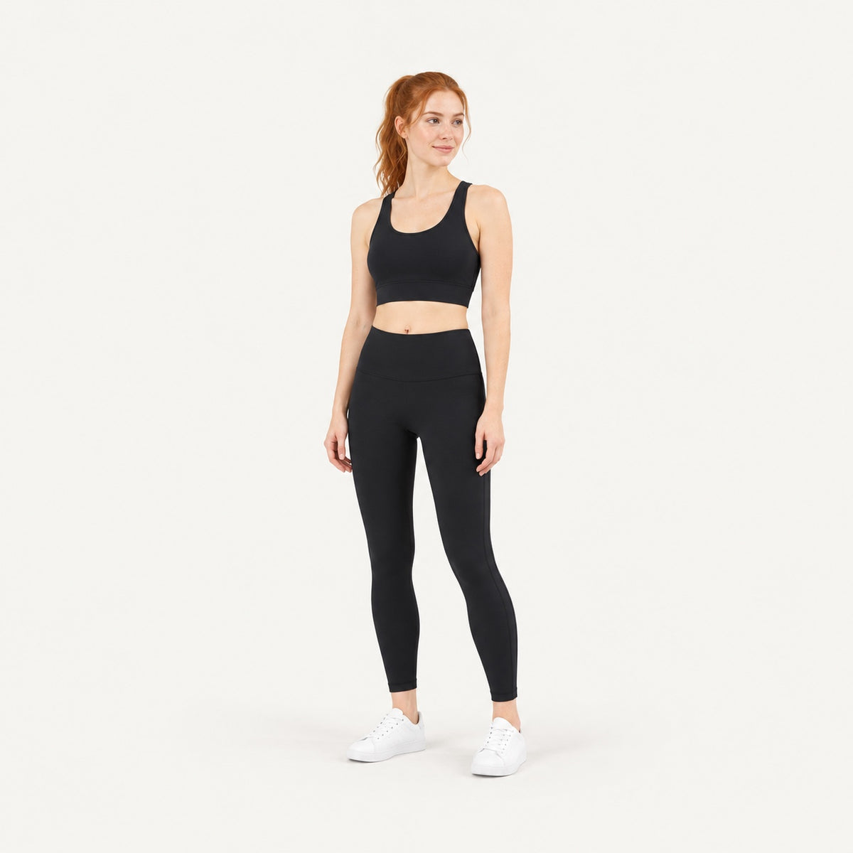 High-Waisted Ankle Leggings with Curved Back Seam - full look