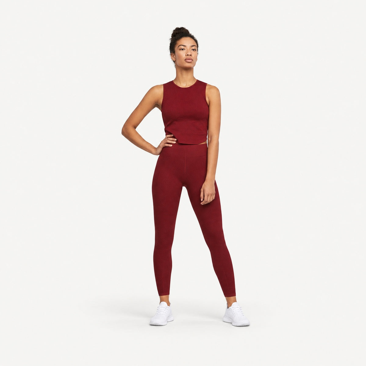 Ribbed Sleeveless Workout Top and Leggings Options - full look