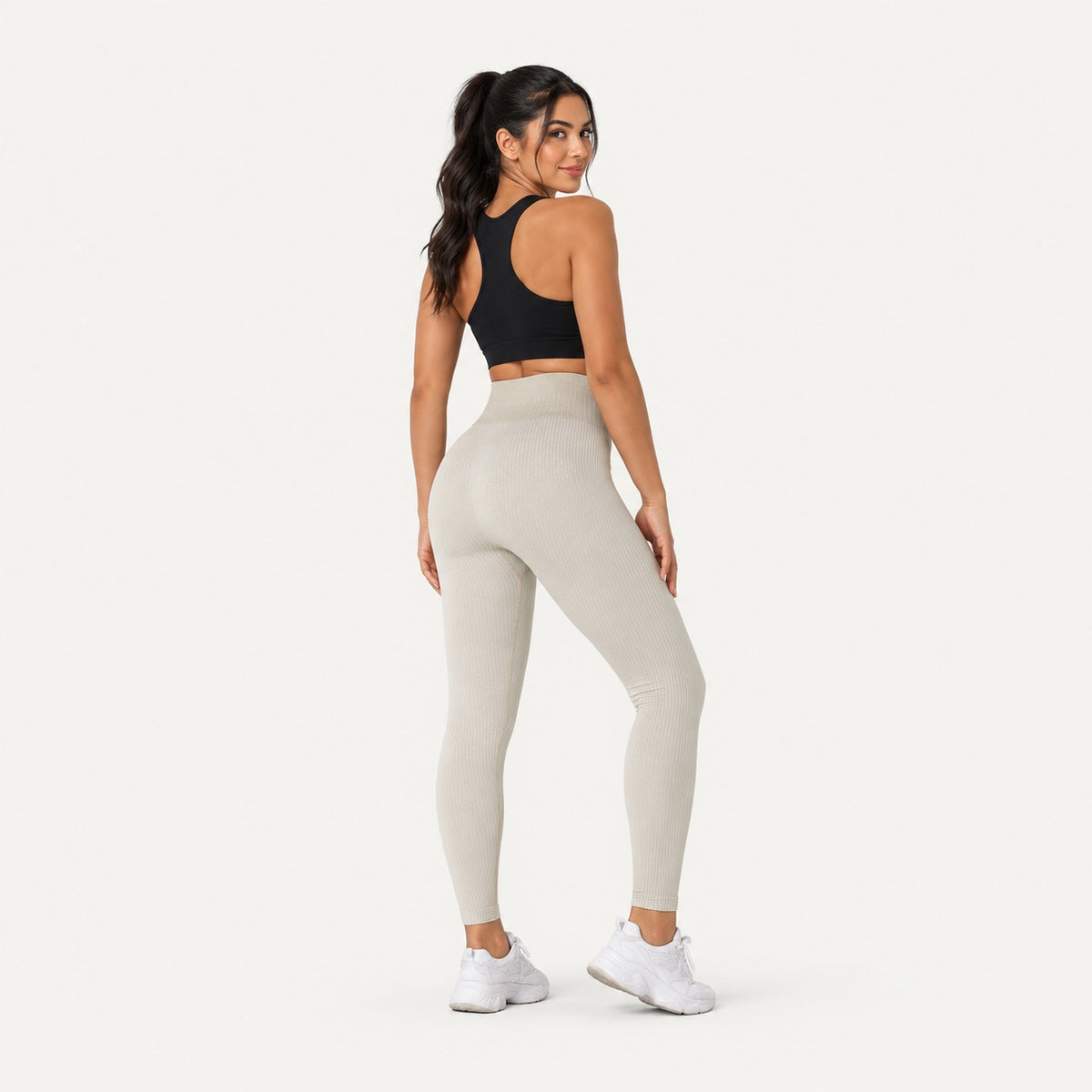 High-Waisted Ribbed Leggings - full look