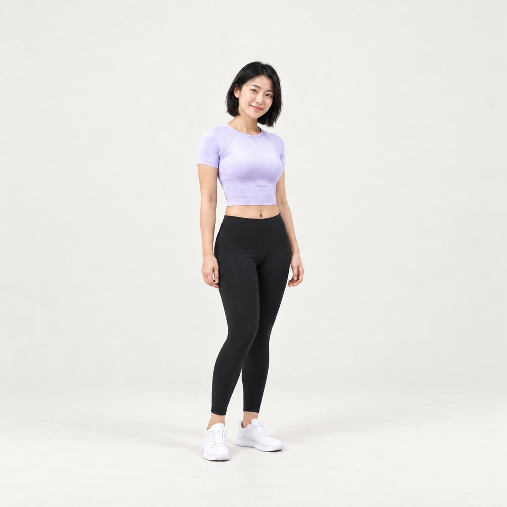 Raglan Short Sleeve Workout Crop Top - full look