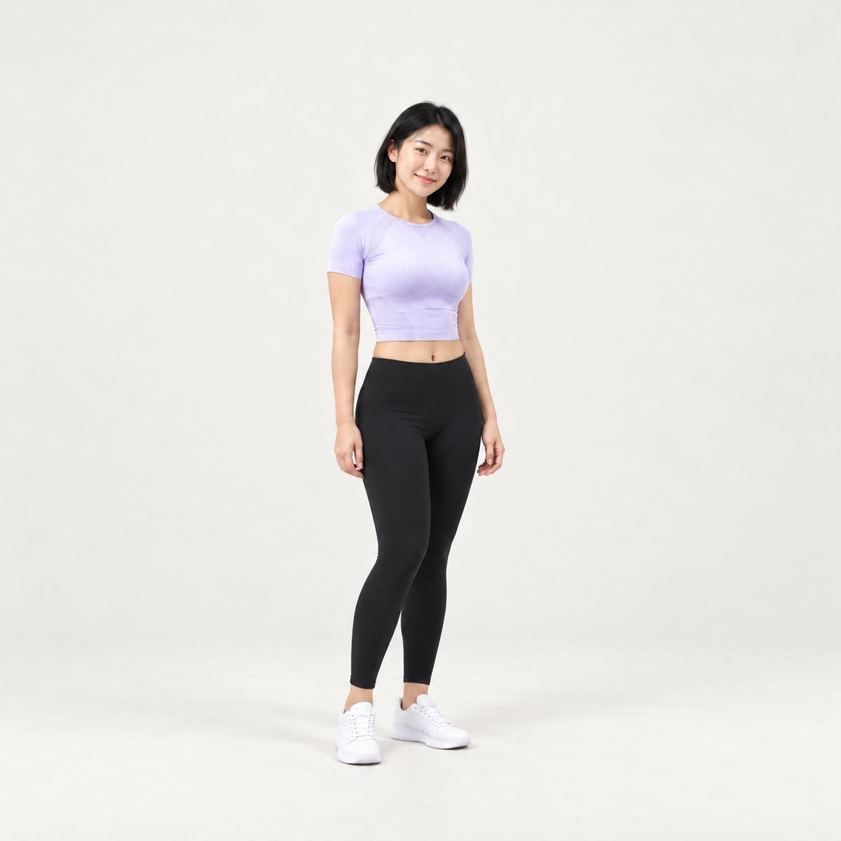 Raglan Short Sleeve Workout Crop Top - full look