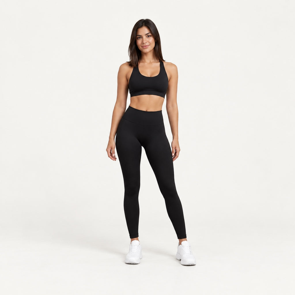 Strappy Sports Bra or Textured Workout Leggings - full look
