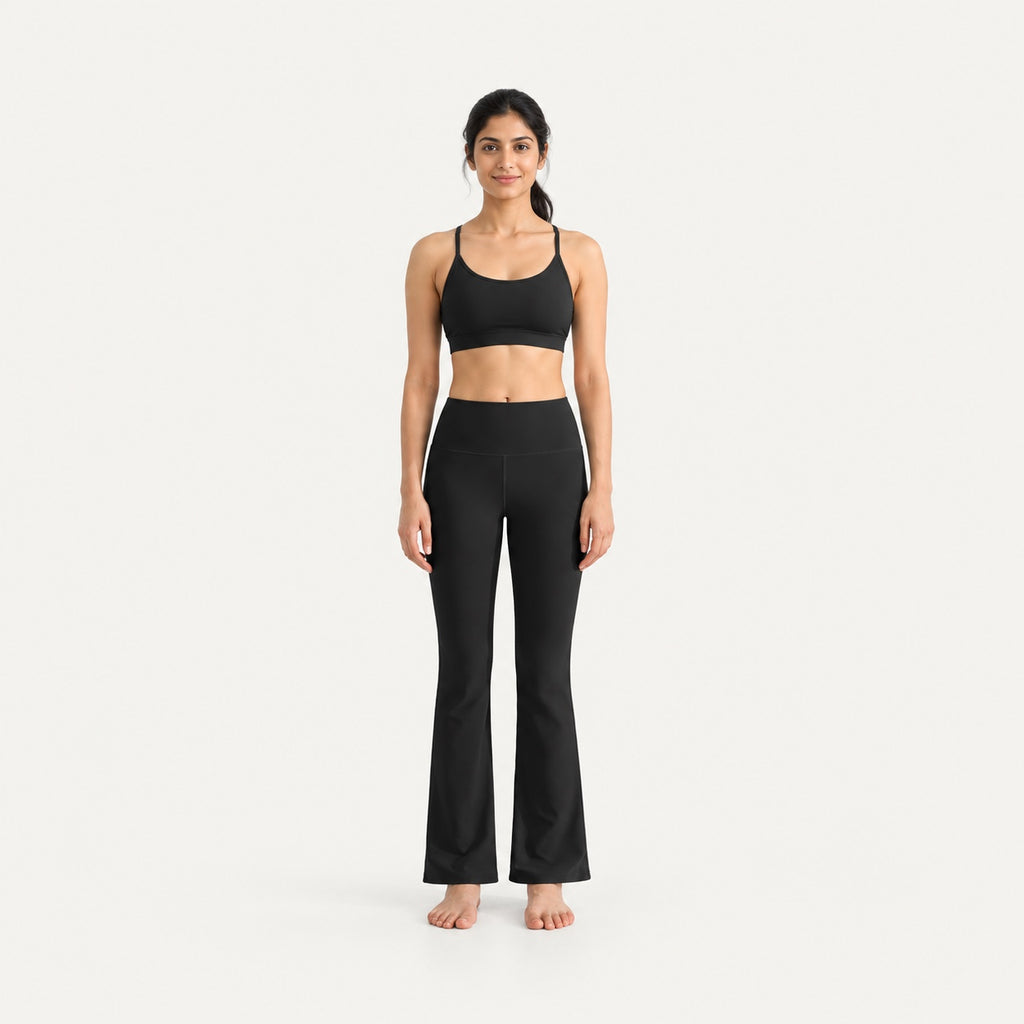 High-Waisted Flared Workout Pants - full look
