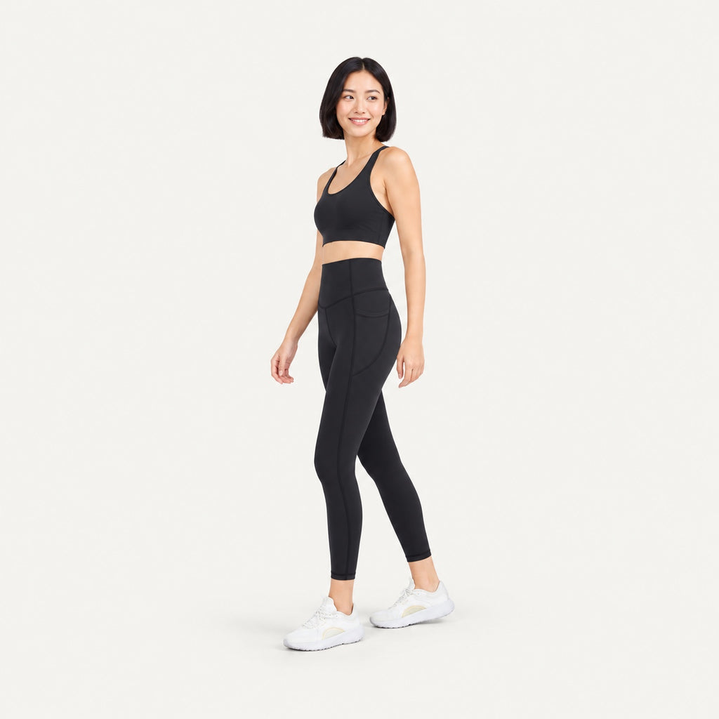 High-Waisted Cropped Leggings with Side Pockets - full look
