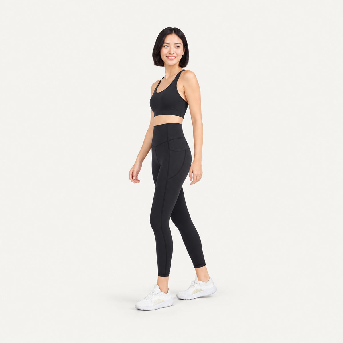 High-Waisted Cropped Leggings with Side Pockets - full look