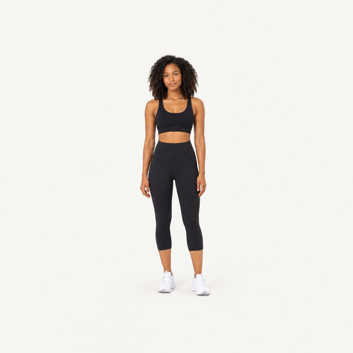 High-Waisted Capri Leggings with Waist Pocket - full look