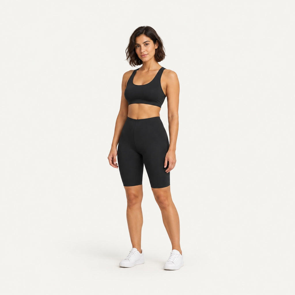 High-Waisted Fitted Bike Shorts - full look