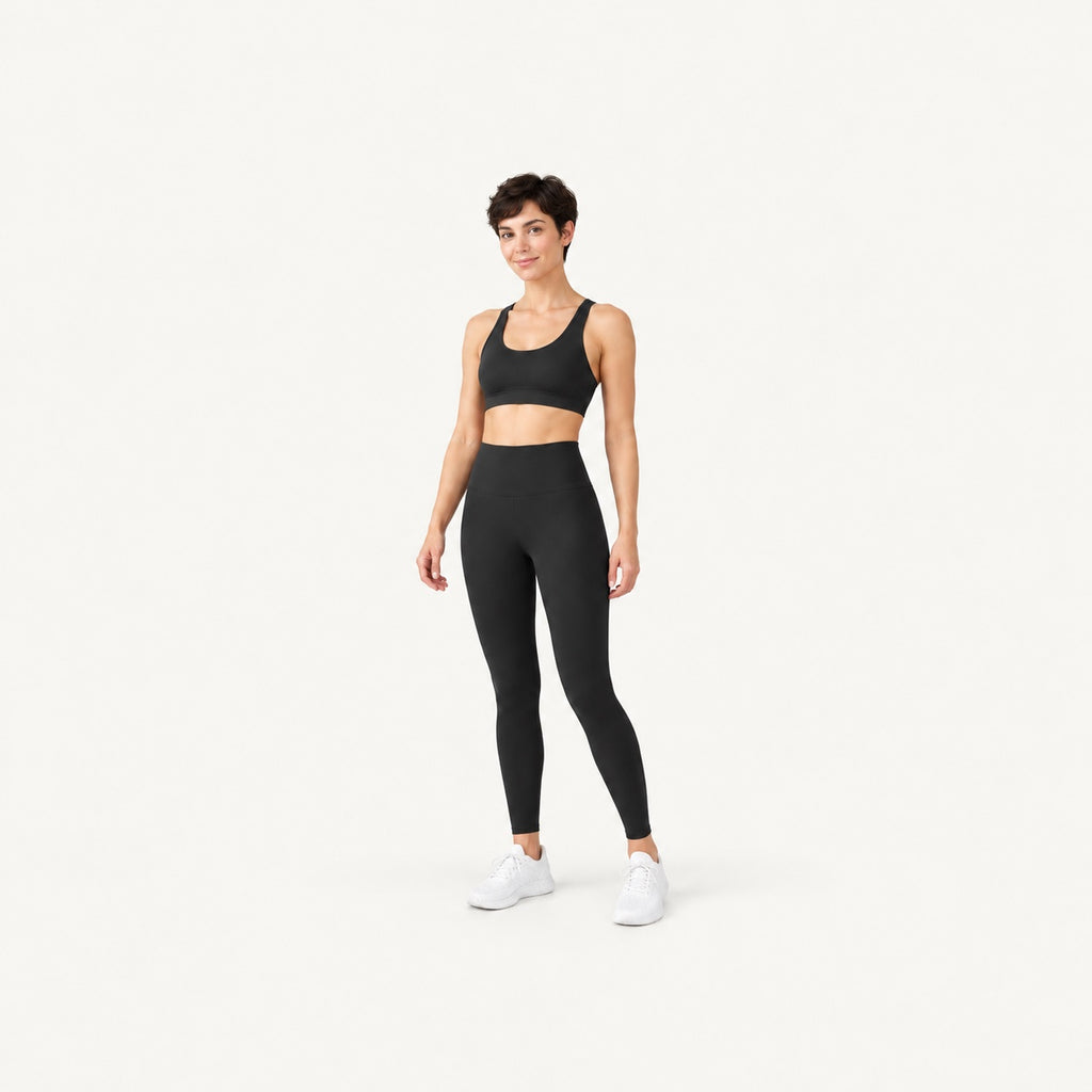 High-Waisted Solid Leggings with Wide Waistband - full look