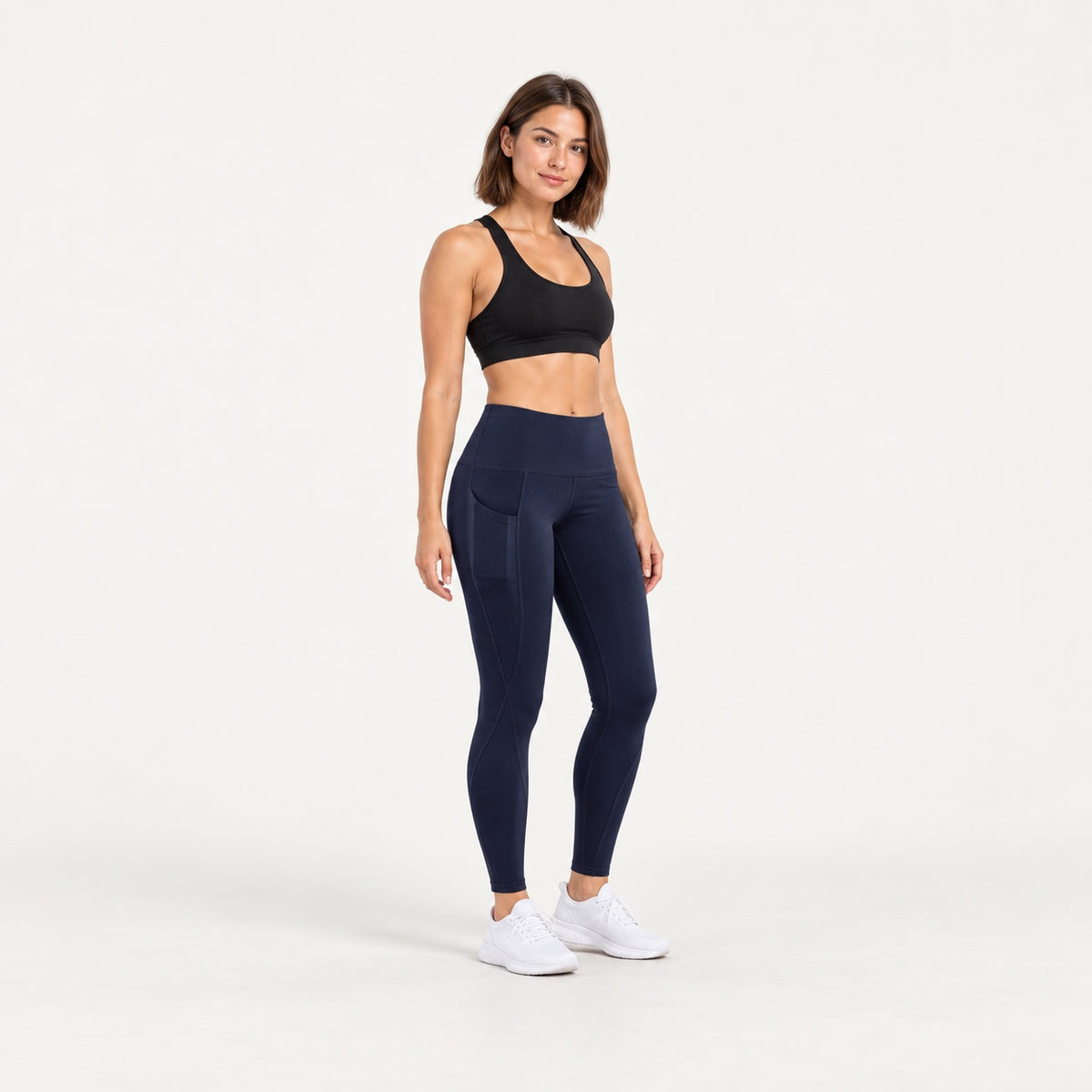 High-Waisted Pocket Leggings in Polyester Blend - full look