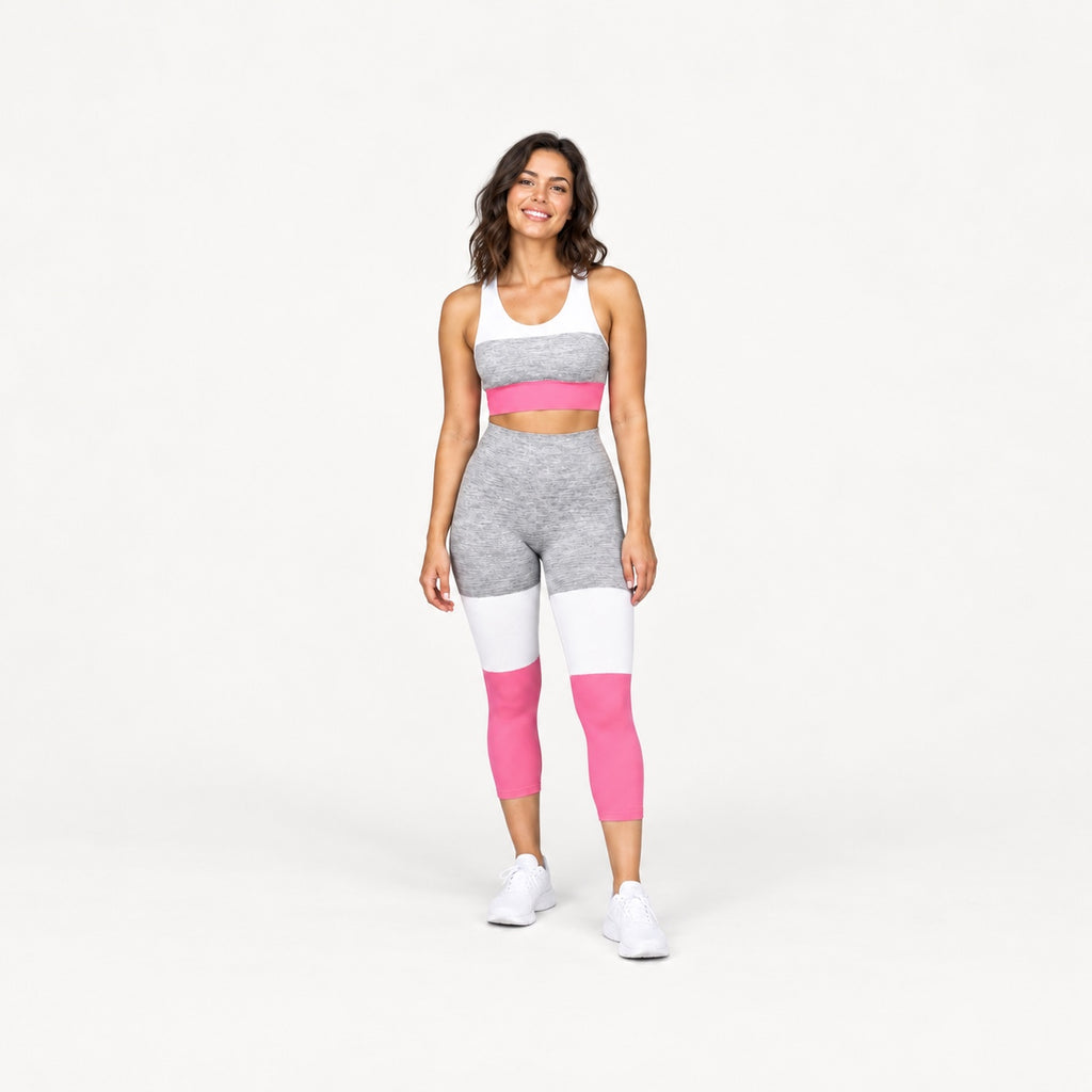 Colorblock Sports Bra and Leggings Set - full look