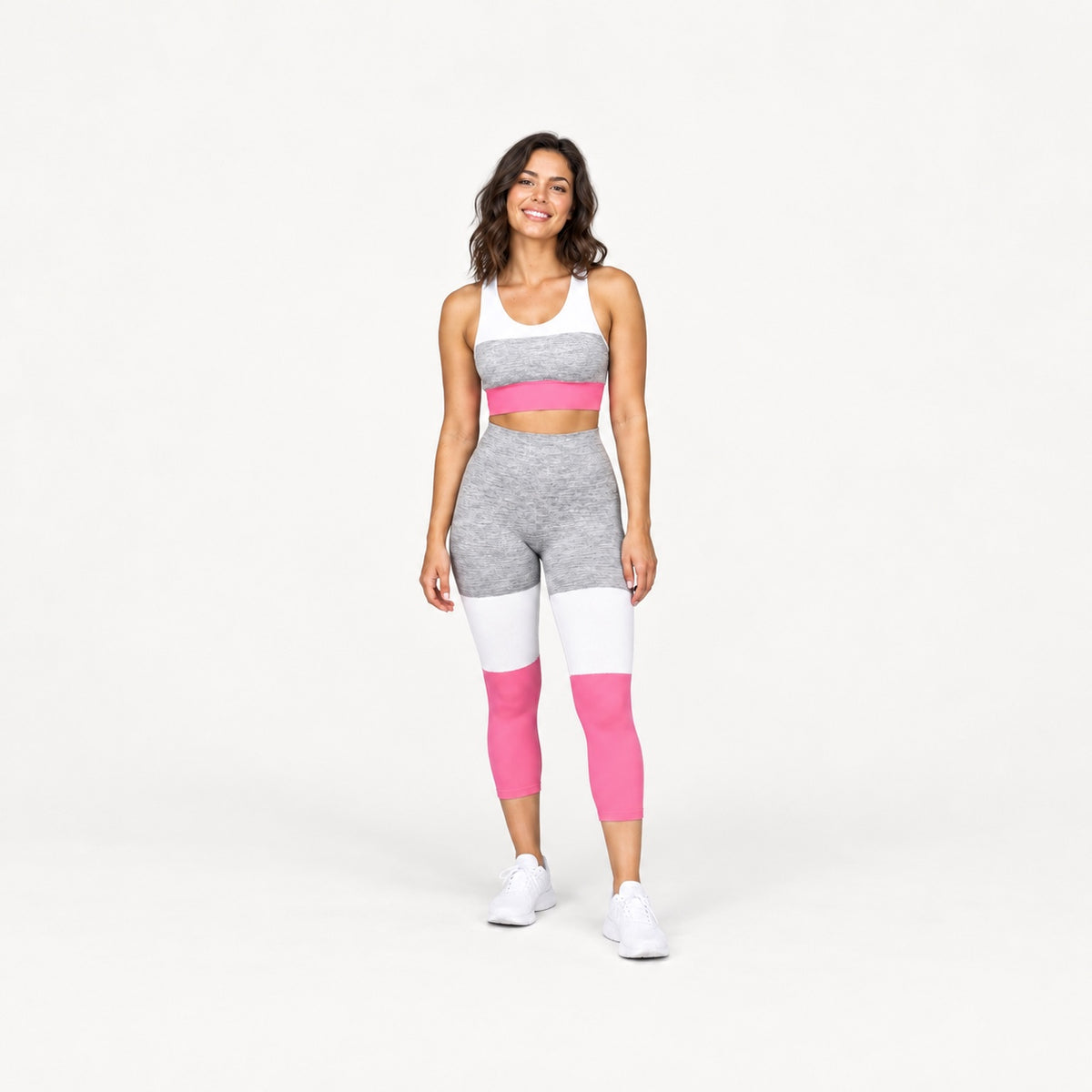 Colorblock Sports Bra and Leggings Set - full look