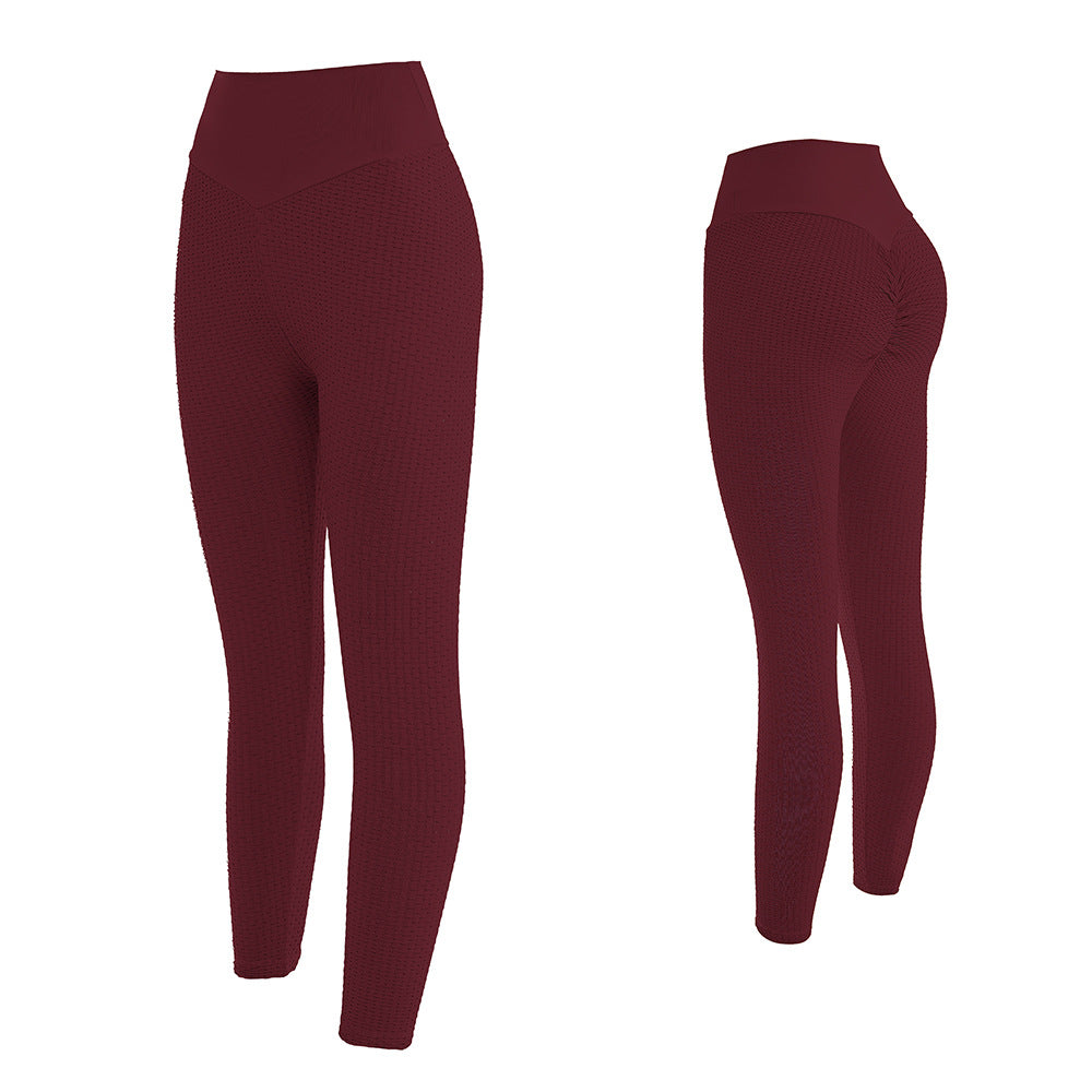 High-Waisted Textured Cropped Leggings - Wine