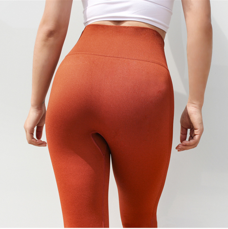 Cropped Leggings with a High Waist - Rust