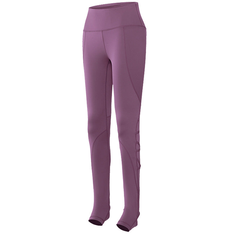 High-Waisted Leggings with Side Phone Pocket - Plum