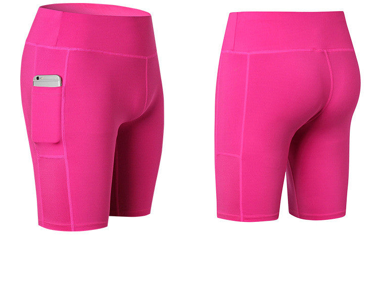High-Waisted Bike Shorts with Side Pockets - Hot Pink