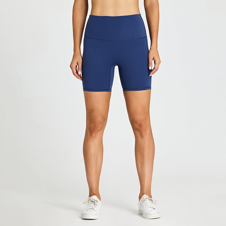High-Waisted Fitted Biker Shorts - Navy