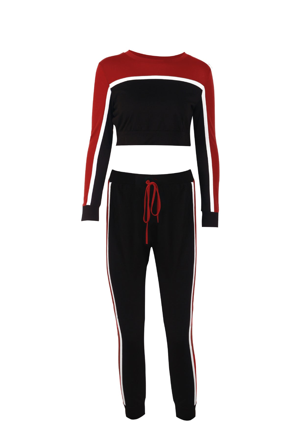 Colorblock Long Sleeve Crop Top and Joggers Set