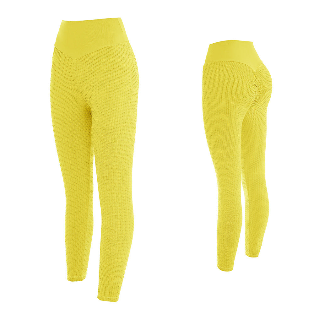 High-Waisted Textured Cropped Leggings - Yellow